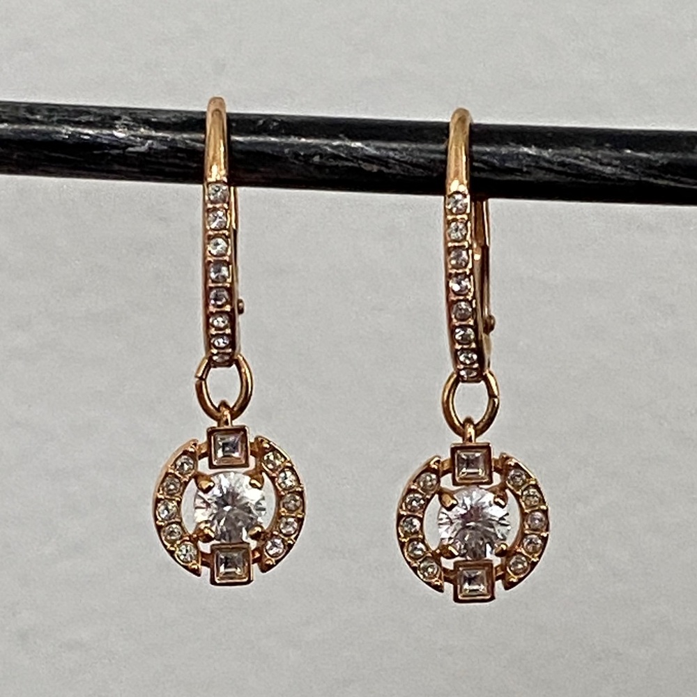 Swarovski Gold Plated Crystal Drop Lever Back Earrings
